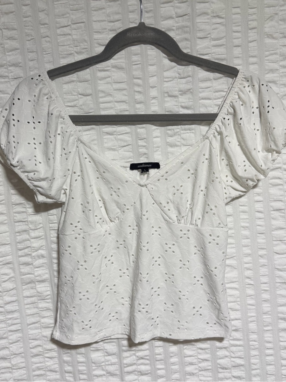 Ambiance White Eyelet Puff Sleeve Top